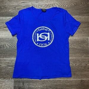 Bebe ribbed colbolt blue t shirt women’s 1x